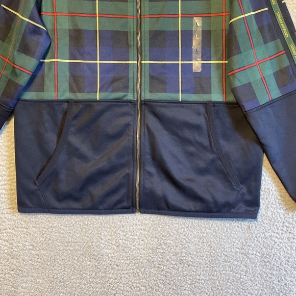 Tommy Hilfiger Plaid Full Zip Track Jacket Men's Size Large Navy Green Red - Picture 2 of 16